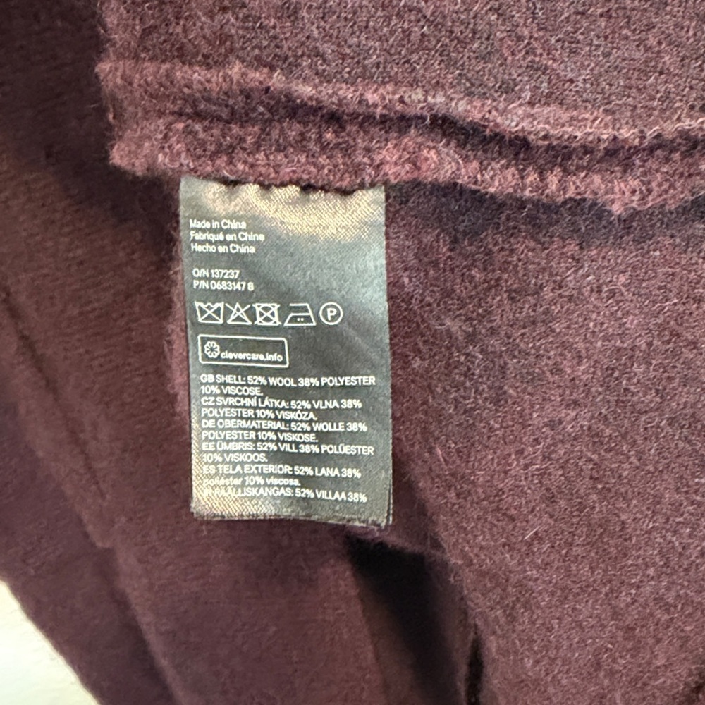 H&M Maroon Wool Blend Coat - Picture 5 of 8